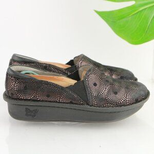 Alegria Womens Debra Pro Clog Size 37 7 Black Metallic Rose Platform Work Shoe